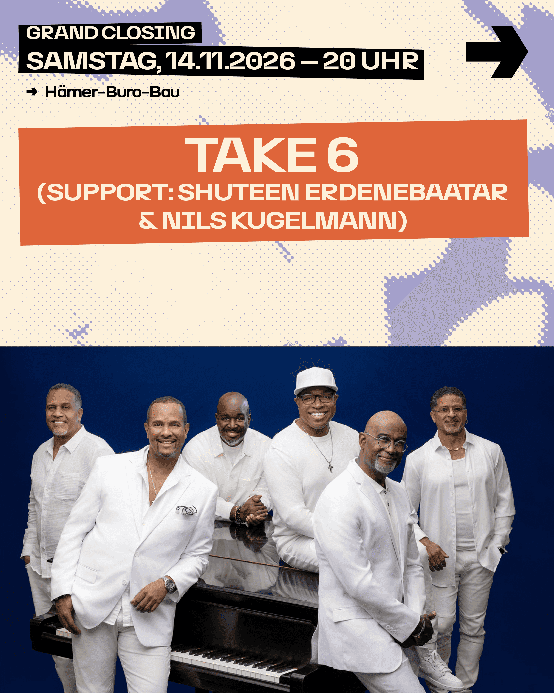 Image for Grand Closing: Take 6 Shuteen Erdenebaatar & Nils Kugelmann (support) - Festsaal