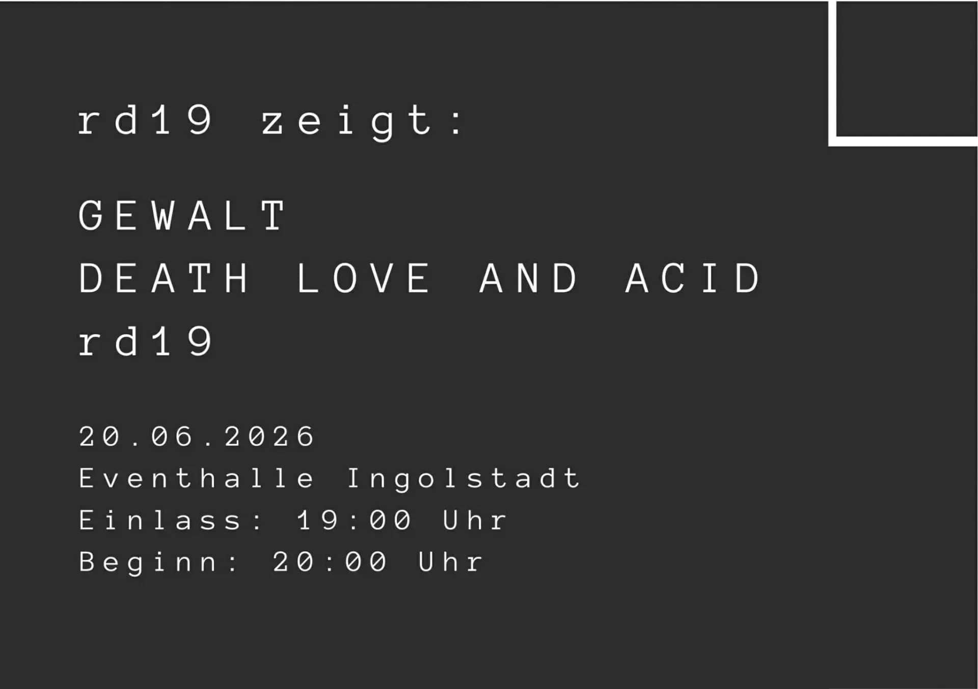 Image for GEWALT, Death Love And Acid + rd19 - eventhalle Westpark
